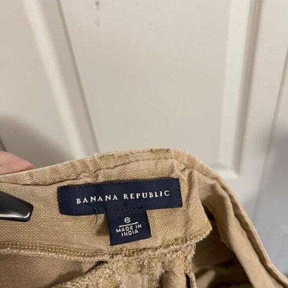 Banana Republic Womens Tan Linen Cotton Pockets Cuffed Mid Rise Shorts Size 6 - Picture 2 of 10